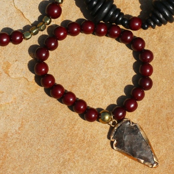 COPY - Handmade Ethnic Bracelet Stack Boho Stretch Wood & Bead Tassel Arrow Tri… - Picture 3 of 6